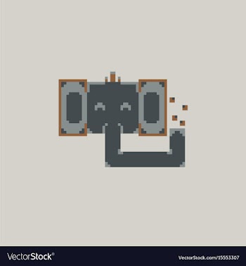 Pixel elephant face vector image
