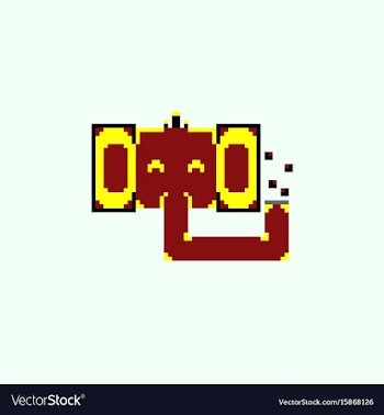 Pixel elephant face vector image