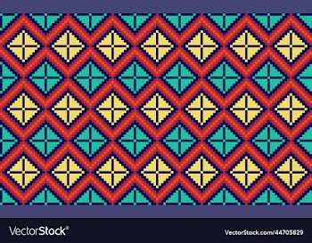 pixel ethnic pattern embroidery ornament