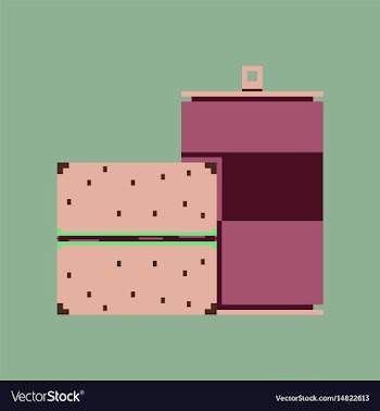 Pixel icon in flat style burger and can of soda vector image