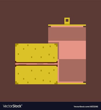 Pixel icon in flat style burger and can of soda vector image