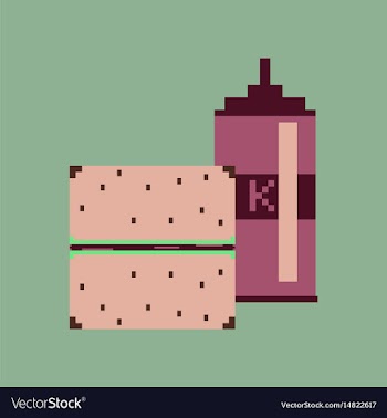 Pixel icon in flat style burger and ketchup vector image