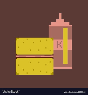 Pixel icon in flat style burger and ketchup vector image