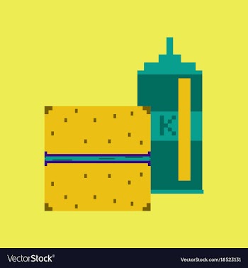 Pixel icon in flat style burger and ketchup vector image