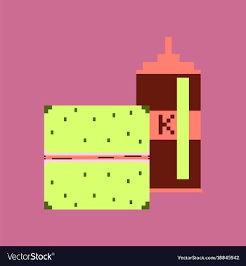 Pixel icon in flat style burger and ketchup vector image