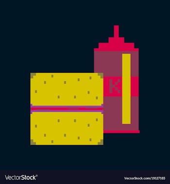 Pixel icon in flat style burger and ketchup vector image