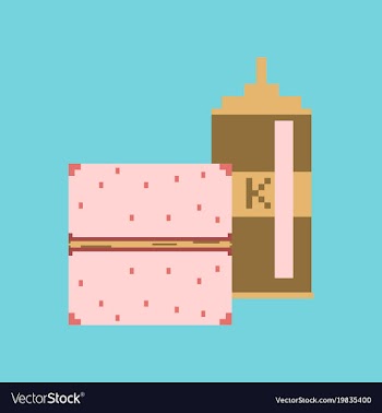 Pixel icon in flat style burger and ketchup vector image