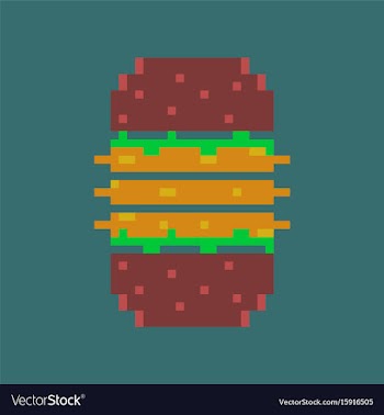Pixel icon in flat style burger vector image