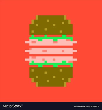 Pixel icon in flat style burger vector image