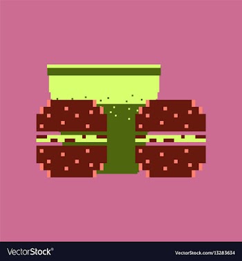 Pixel icon in flat style burgers and a glass of vector image