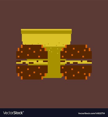 Pixel icon in flat style burgers and a glass of vector image