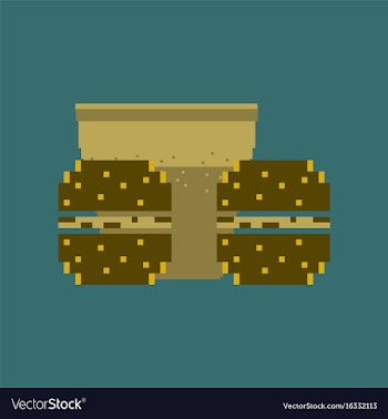 Pixel icon in flat style burgers and a glass of vector image