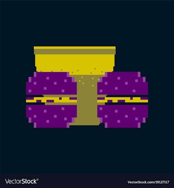 Pixel icon in flat style burgers and a glass of vector image