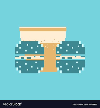 Pixel icon in flat style burgers and a glass of vector image
