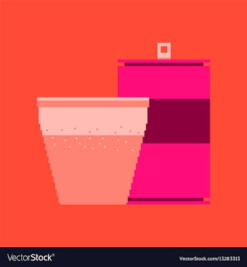 Pixel icon in flat style can of soda and glass vector image