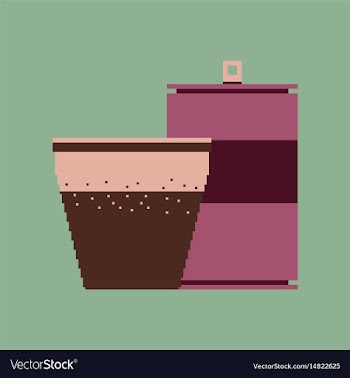 Pixel icon in flat style can of soda and glass vector image