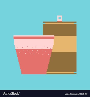 Pixel icon in flat style can of soda and glass vector image