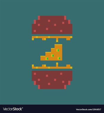 Pixel icon in flat style cheeseburger vector image