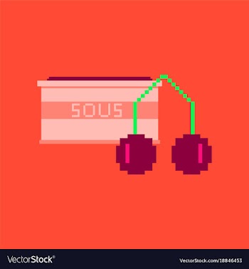 Pixel icon in flat style cherry sauce vector image
