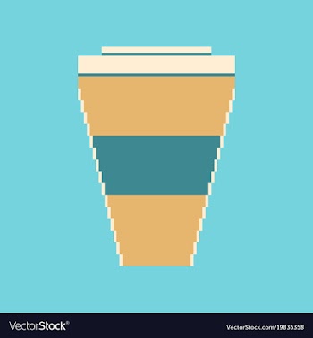 Pixel icon in flat style coffee to go vector image
