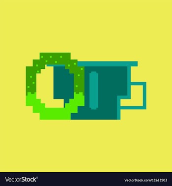 Pixel icon in flat style cup of coffee and pretzel vector image