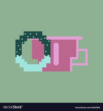 Pixel icon in flat style cup of coffee and pretzel vector image
