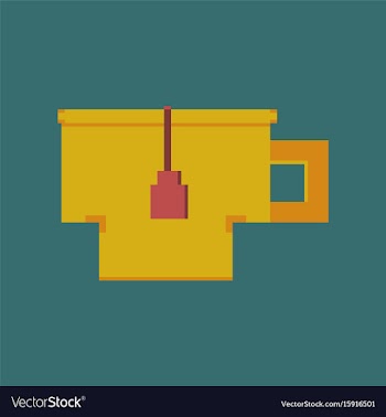 Pixel icon in flat style cup of tea vector image
