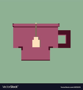 Pixel icon in flat style cup of tea vector image