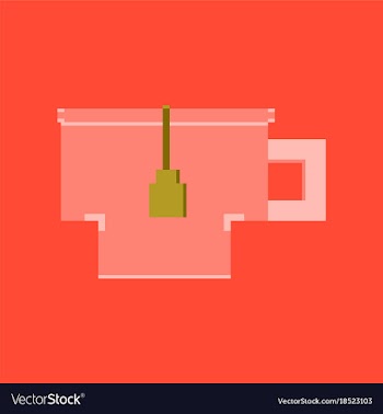 Pixel icon in flat style cup of tea vector image