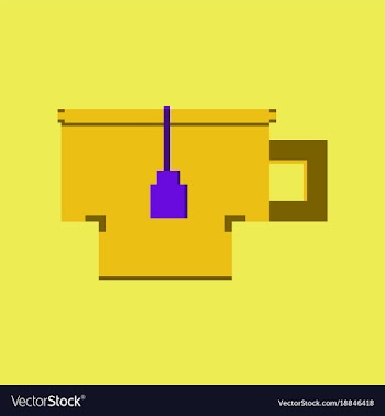 Pixel icon in flat style cup of tea vector image