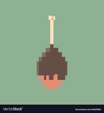 Pixel icon in flat style fried chickens leg vector image