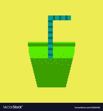 Pixel icon in flat style glass of soda with straw vector image