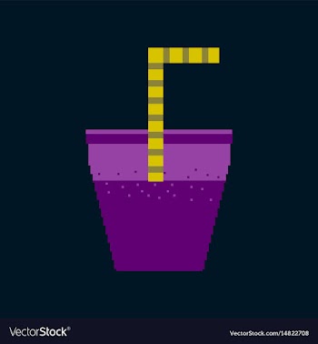 Pixel icon in flat style glass of soda with straw vector image