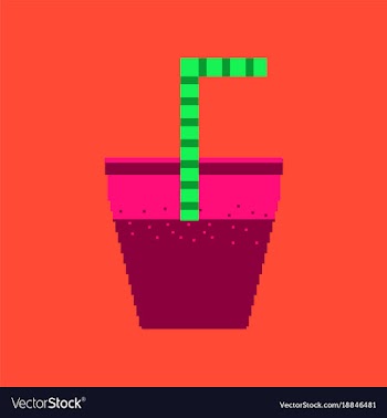 Pixel icon in flat style glass of soda with straw vector image