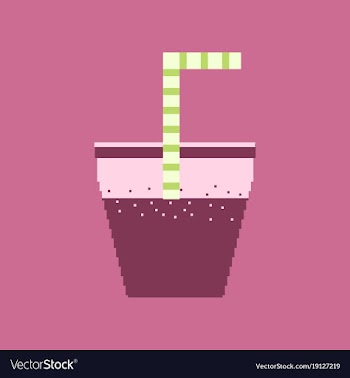Pixel icon in flat style glass of soda with straw vector image