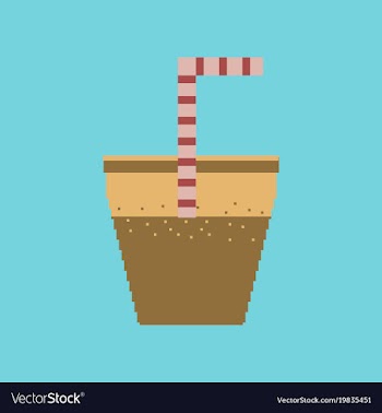 Pixel icon in flat style glass of soda with straw vector image