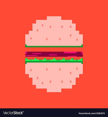 Pixel icon in flat style hamburger vector image