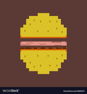 Pixel icon in flat style hamburger vector image