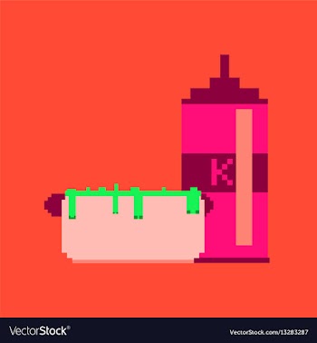 Pixel icon in flat style hotdog and ketchup vector image