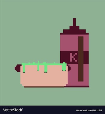 Pixel icon in flat style hotdog and ketchup vector image