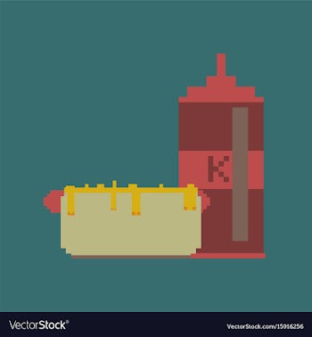 Pixel icon in flat style hotdog and ketchup vector image