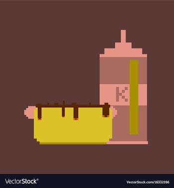 Pixel icon in flat style hotdog and ketchup vector image