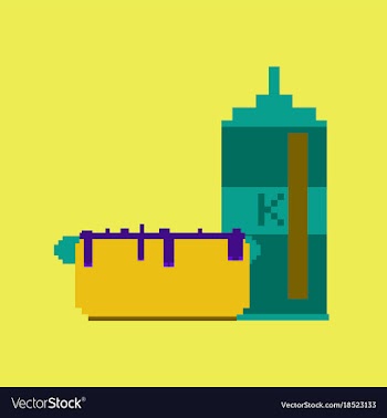 Pixel icon in flat style hotdog and ketchup vector image
