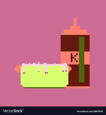 Pixel icon in flat style hotdog and ketchup vector image