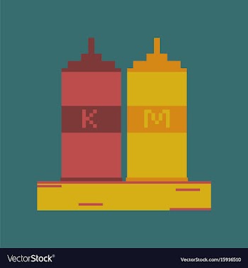 Pixel icon in flat style ketchup and mustard vector image