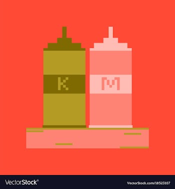 Pixel icon in flat style ketchup and mustard vector image