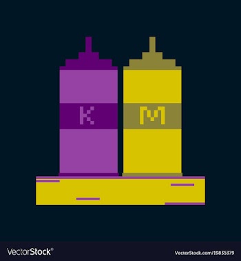 Pixel icon in flat style ketchup and mustard vector image