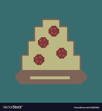 Pixel icon in flat style pizza with salami vector image