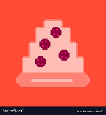 Pixel icon in flat style pizza with salami vector image