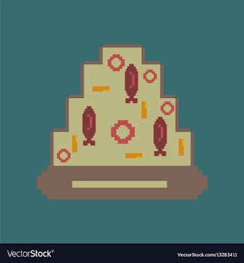 Pixel icon in flat style pizza with tuna vector image